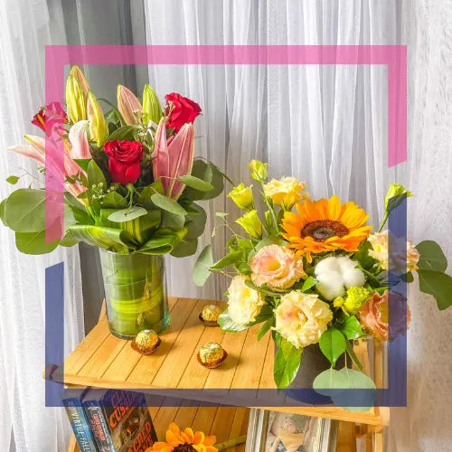 Vase and Boxed Blooms